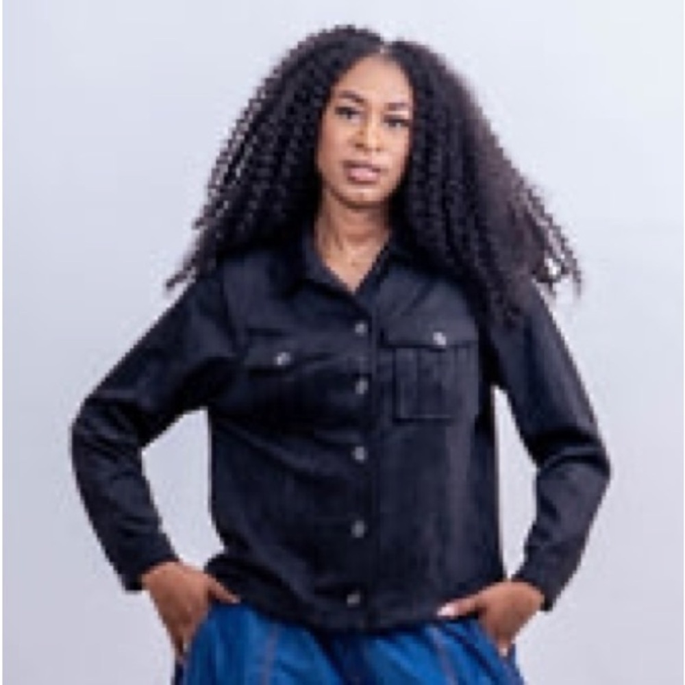 0843.  Black Faux Suede Jacket
